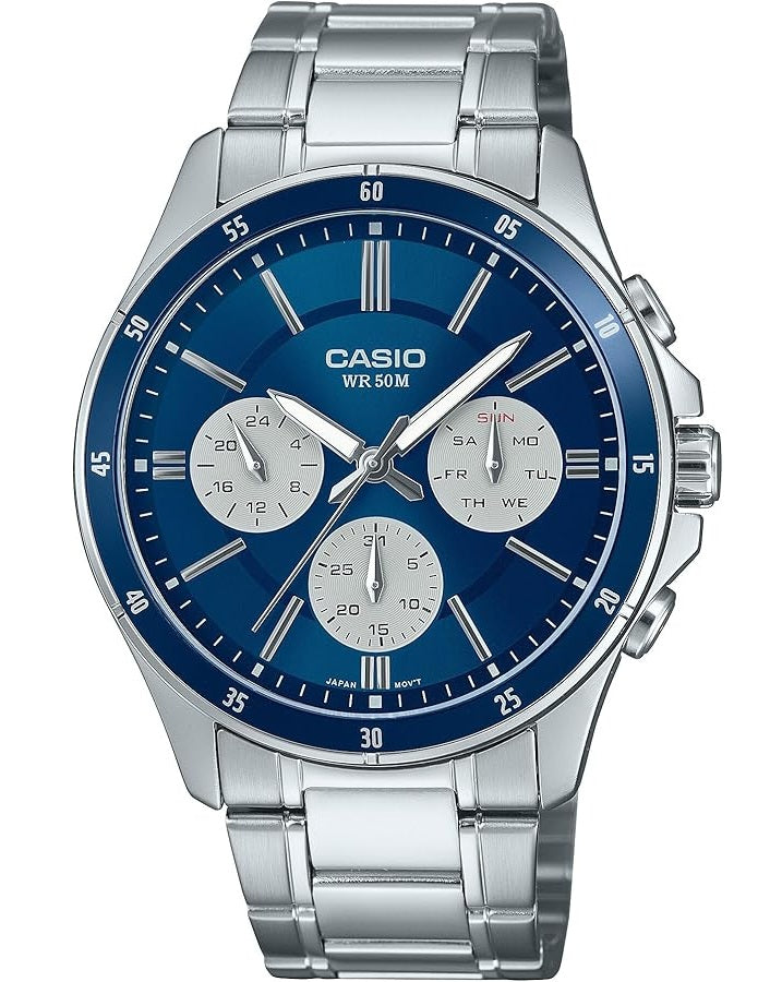 CASIO COLLECTION DAUDZFUNKCIONĀLS KALENDĀRS - ZILS MTP-1374D-2A3VDF