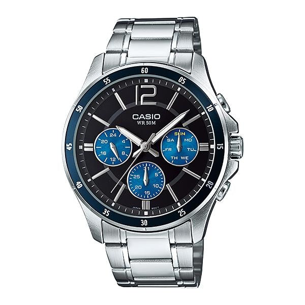 CASIO COLLECTION МНОГОФУНКЦИОНАЛЬНЫЙ КАЛЕНДАРЬ - ЧЁРНЫЙ И СИНИЙ MTP-1374D-2AVDF