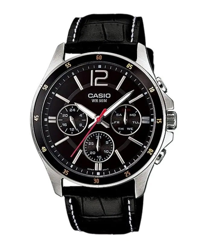 CASIO COLLECTION DAUDZFUNKCIONĀLS KALENDĀRS, ĀDAS - MELNS MTP-1374L-1AVDF