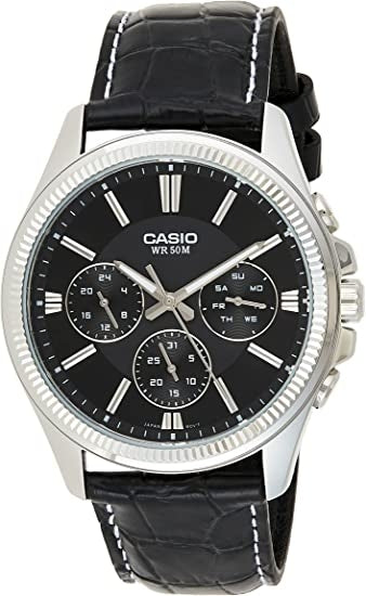 CASIO DAY DATE MULTIFUNCTION, LEATHER - BLACK MTP-1375L-1AVDF