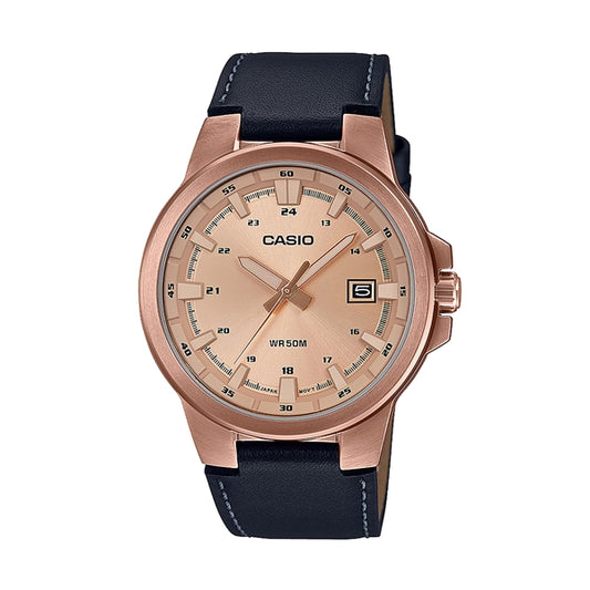CASIO COLLECTION 3D - КОЖАНЫЙ РЕМЕШОК, РОЗОВОЕ ЗОЛОТО MTP-E173RL-5AVEF