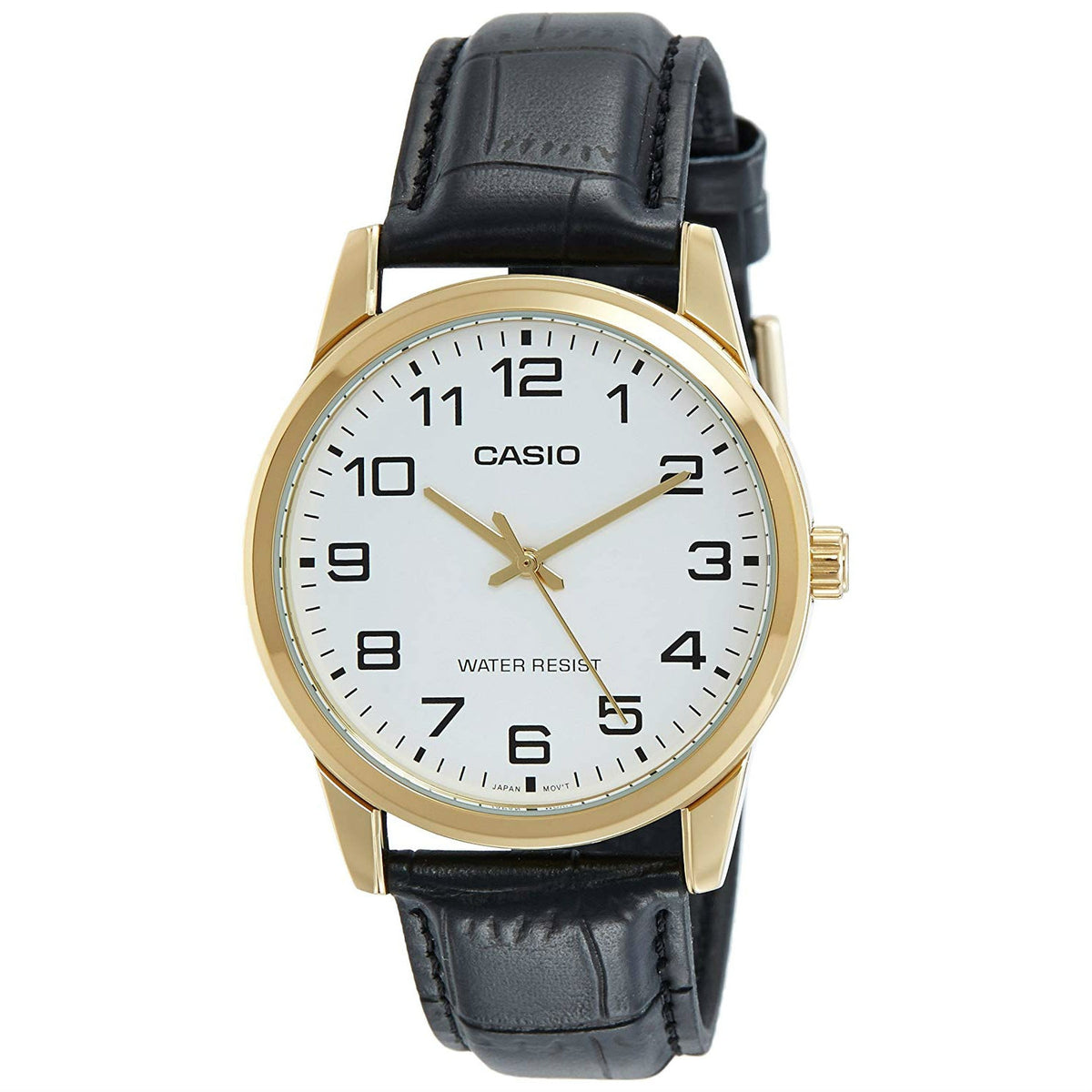 CASIO COLLECTION ONLY TIME GOLD, LEATHER - WHITE