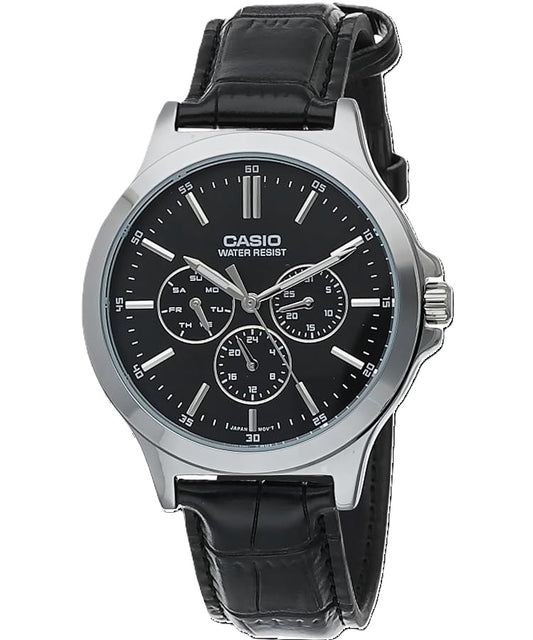 CASIO COLLECTION MULTIFUNCTION, LEATHER - BLACK MTP-V300L-1AUDF