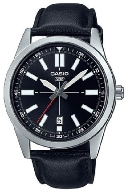 CASIO COLLECTION CASUAL DATE, LEATHER - BLACK MTP-VD02L-1EUDF