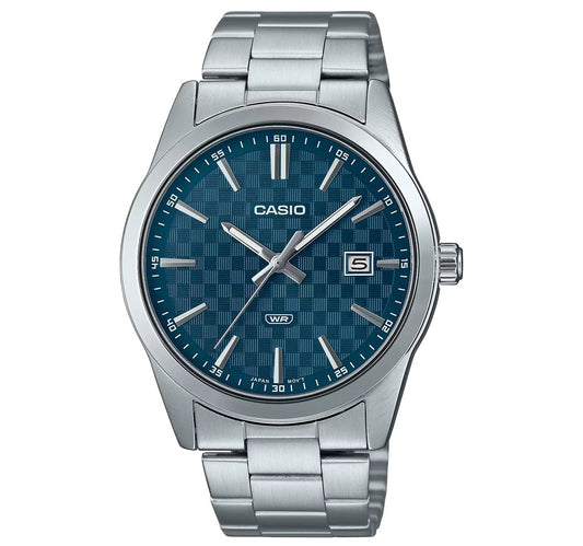 CASIO COLLECTION DATE - CARBON LOOK - PETROL BLUE MTP-VD03D-2A2UDF