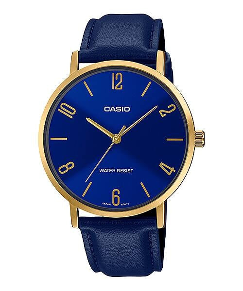 CASIO COLLECTION MINIMAL, LEATHER - BLUE MTP-VT01GL-2B2UDF