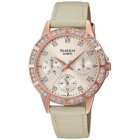 CASIO SHEEN LADY CRYSTAL PINK, GOLD, LEATHER ****** SHE-3517PGL-9AUEF