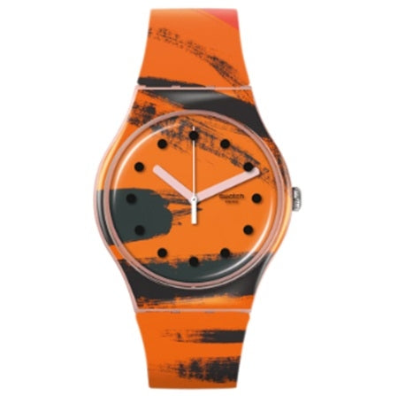 SWATCH BARNS-GRAHAM'S ORANGE AND RED ON PINK SUOZ362