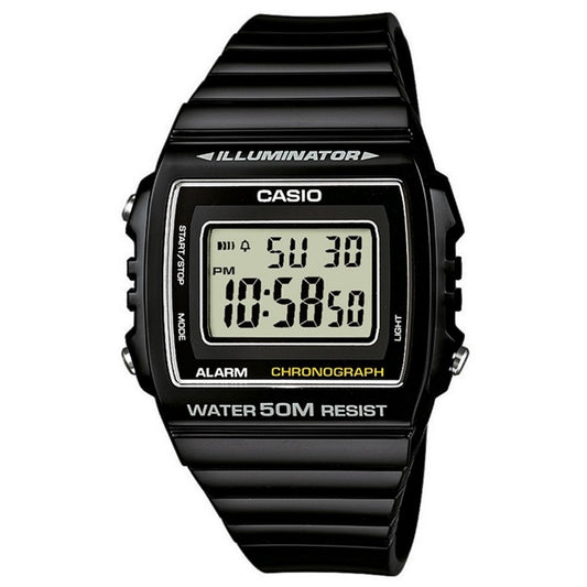 CASIO TIMELESS COLLECTION SPORT ILLUMINATOR WR 50M, ALARM, CHRONOGRAPH - BLACK W-215H-1AVDF