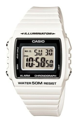 CASIO TIMELESS COLLECTION SPORT ILLUMINATOR WR 50M, ALARM, CHRONOGRAPH - WHITE W-215H-7AVDF