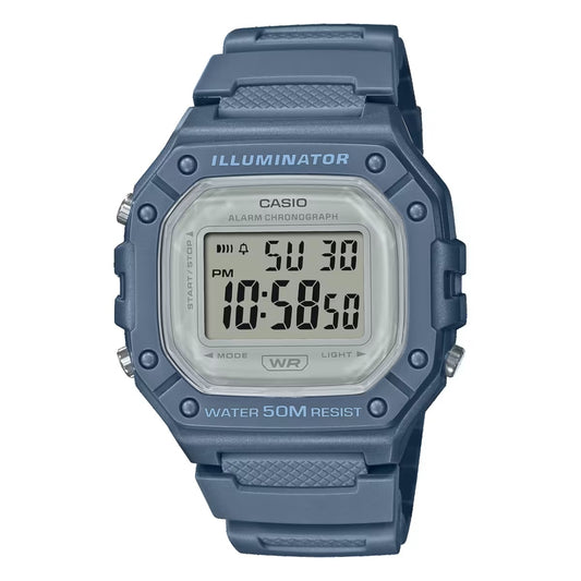 CASIO TIMELESS COLLECTION SPORT ILLUMINATOR WR 50M, ALARM, CHRONOGRAPH - AVIO - COLORED SERIE W-218HC-2AVDF