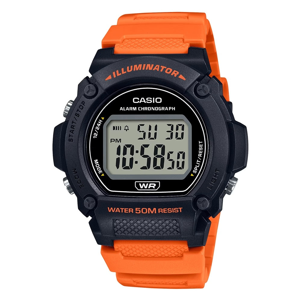 CASIO TIMELESS COLLECTION SPORT - ILLUMINATOR WR 50M, ALARM, CHRONOGRAPH - BLACK (Brilliant color strap) W-219H-4AVDF