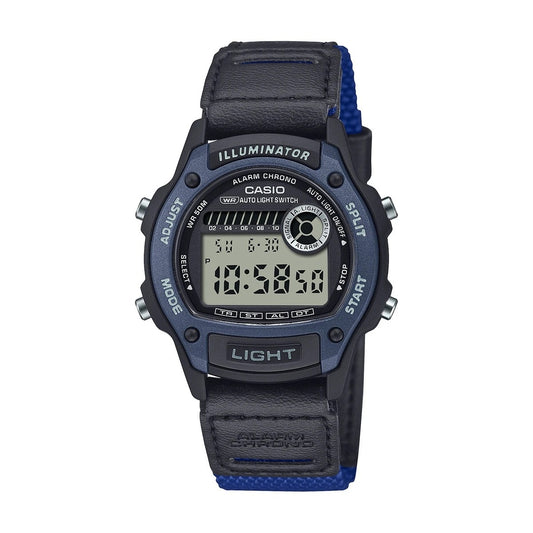 CASIO SPORT ILLUMINATOR MAZAI PLASTMAI 36,6 mm korpuss, bioloģiskas izcelsmes sveķu siksniņa – ZILS W-220HF-2AVEF