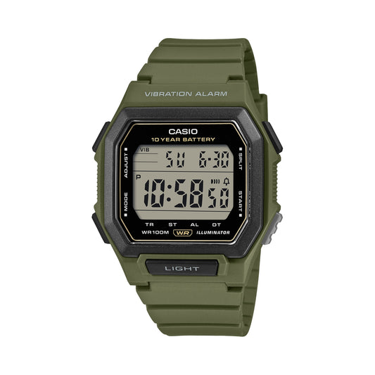 CASIO COLLECTION ILLUMINATOR 10-YEAR BATTERY - ARMY GREEN W-738H-3AVEF